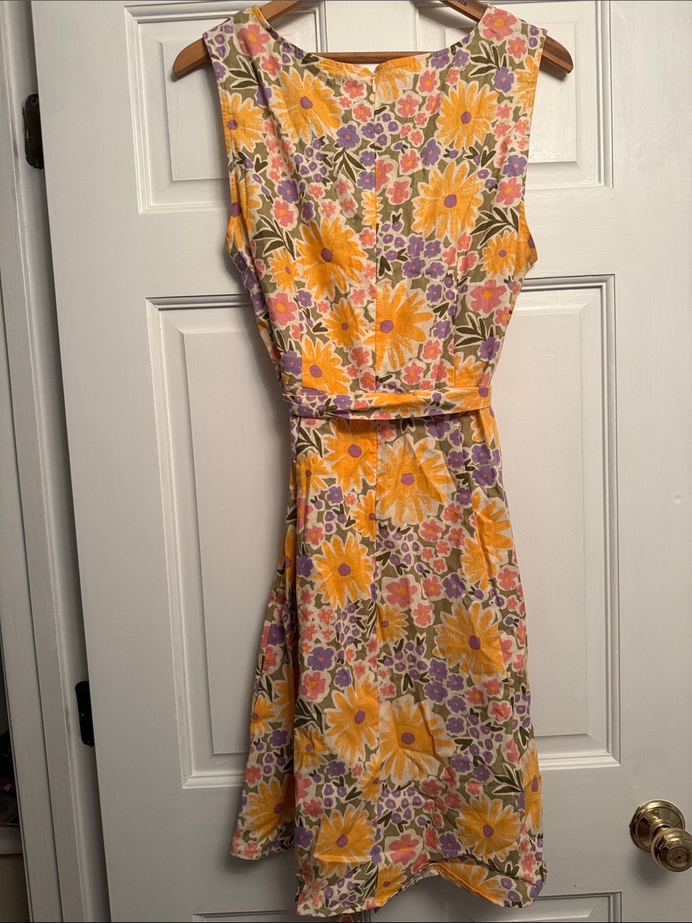 Princess Highway Yellow and Lavender Floral Midi Dress with Tie Waist - Picture 5 of 5